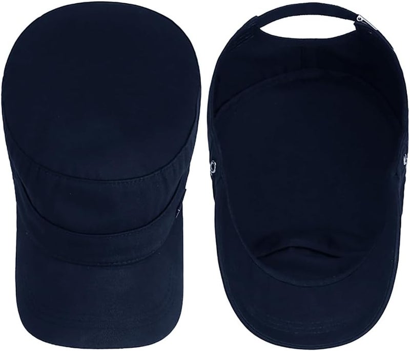 PTDTSHOU Cotton Military Caps for Men Women Unisex Flat Top Hat Adjustable Cadet Army Cap - Image 4